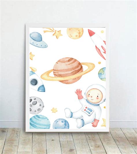 Quadros Decorativos Kit Astronauta Aquarela Elo