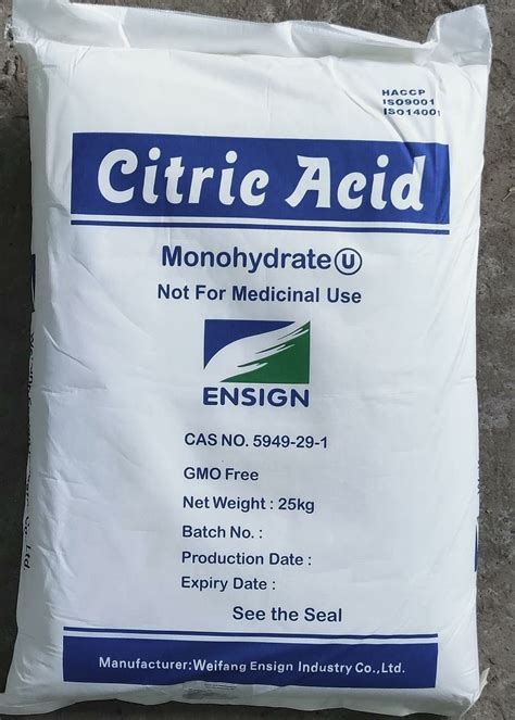 Citric Acid Monohydrate For Food Grade Packaging Size 25 Rs 54 Kg