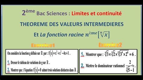 2ème Bac Sciences Limites et continuité THEOREME DES Val Int et