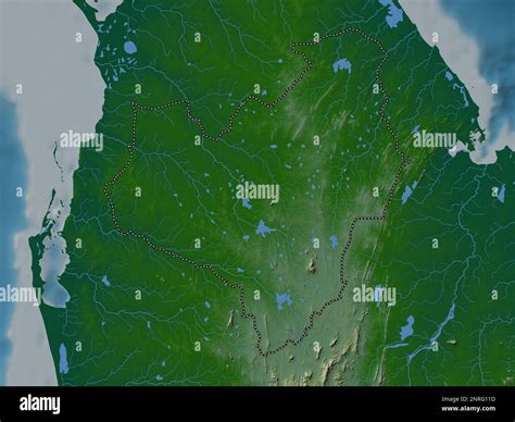 Anuradhapura, district of Sri Lanka. Colored elevation map with lakes ...