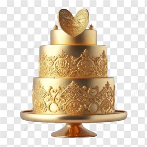 Elegant Gold Wedding Cake With Heart Design Image And Clipart Elegant