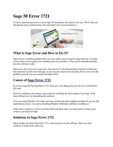 Ppt How To Fix Sage Error Powerpoint Presentation Free