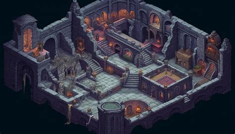 Premium Ai Image A Dungeons And Dragons Isometric Dungeon Map