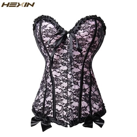 Buy Hexin Lace Corset Emboridery Plus Size Undergarments 12 Bones Front Hooks