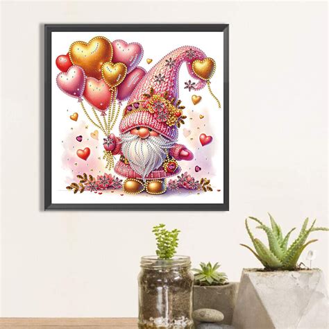 5D DIY Partial Special Shaped Drill Diamond Painting Heart Gnome Decor