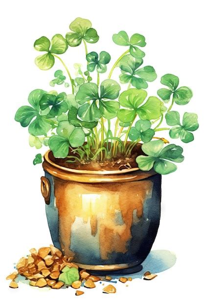 Premium Photo Watercolor Saint Patrick S Day Illustration With Clover