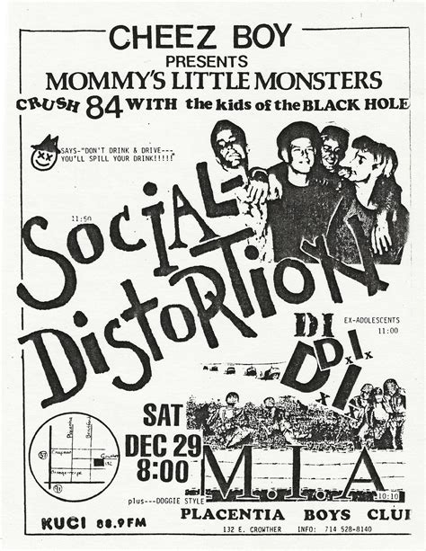 Social Distortion Flyer 1984 Southern California Punk Poster