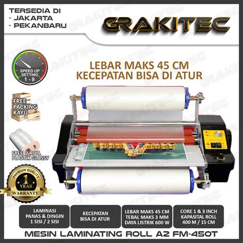 Jual Mesin Laminating Roll A2 GK450J 450T Bisa Atur Kecepatan