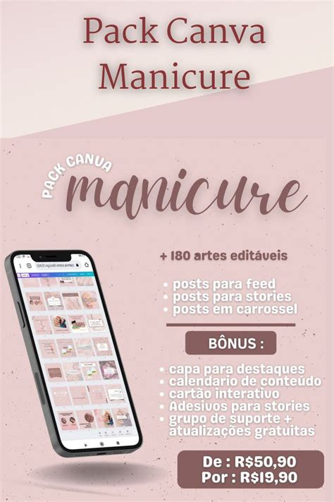 Pack Canva Manicure E Nail Designer Manicure Instagram Instagram