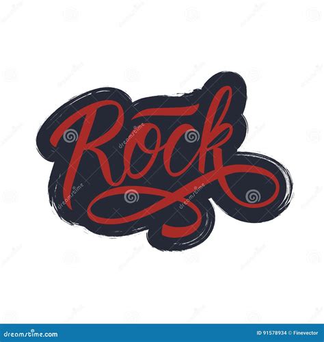 Word Rock Written In Cartoon Style Colorful Illustration
