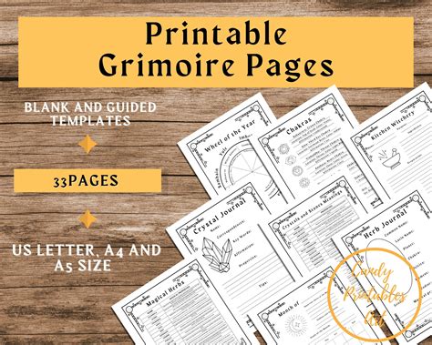 Grimoire Pages Printable Blank Grimoire Pages Herbs Spell Etsy