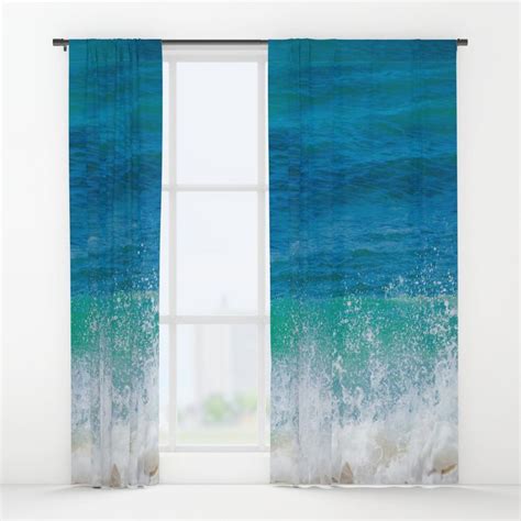 Blue Teal Ocean Window Curtain Blackout Curtain Sheer Curtain