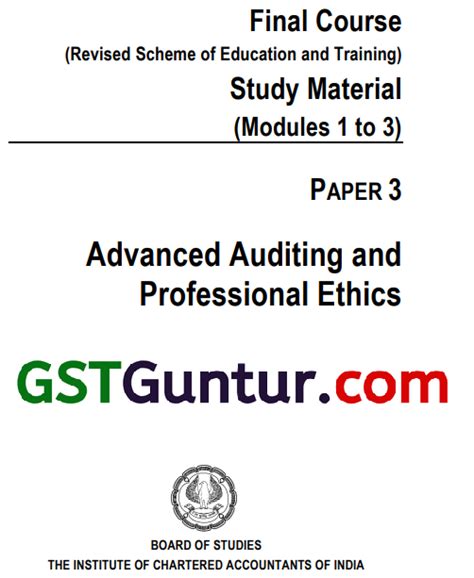 Ca Final Advanced Auditing And Professional Ethics Study Material Notes