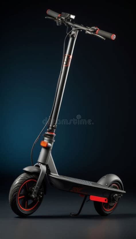 Electric Scooter Upright On Support Stand Studio Environment Neutral
