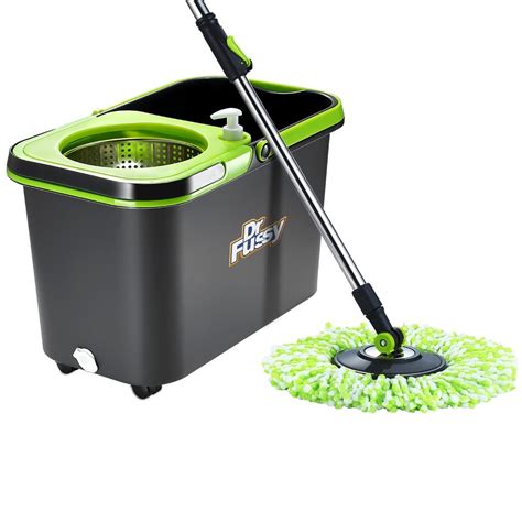 Spin Mop Bucket 360 Degree System Adjustable Handle With 4 Swivel Mops