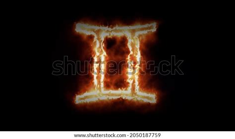 Zodiac Sign Glow Gemini Fire Burnt Stock Illustration 2050187759