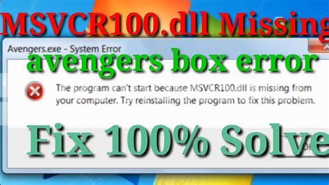 Msvcr100 Dll Is Missing From Your Computer Windows 7 8 10 How To Fix