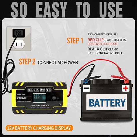 Foxsur Car Battery Charger V A V A Automatic Smart Battery