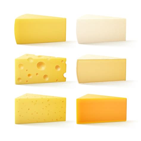 Premium Vector Set Of Cheese Swiss Cheddar Bri Parmesan Camembert