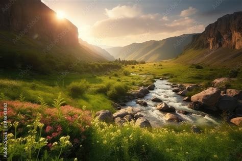 Beautiful Nature Lovely Countryside Place View Of Valley Meadow