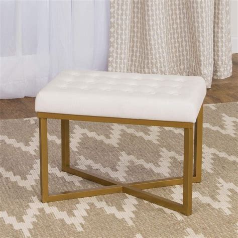 Xrboomlife Rectangular Ottoman With White Velvet Tufted Cushion And