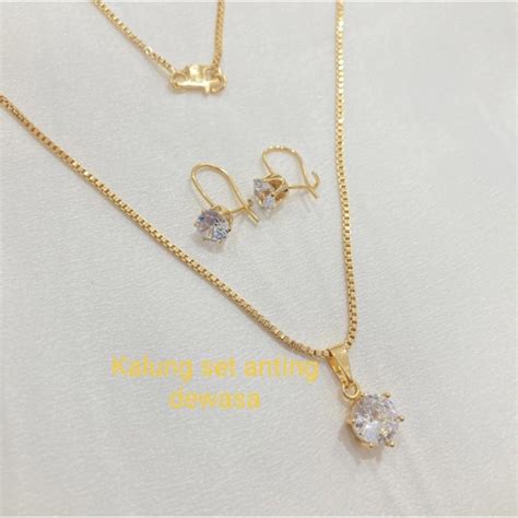 Jual Set Kalung Itali Liontin Mata Satu Set Anting Desy Perhiasan