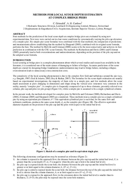 Pdf Methods For Local Scour Depth Estimation At Complex Bridge Piers