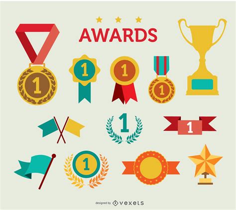 Trophy And Awards Icon Set Vector Download