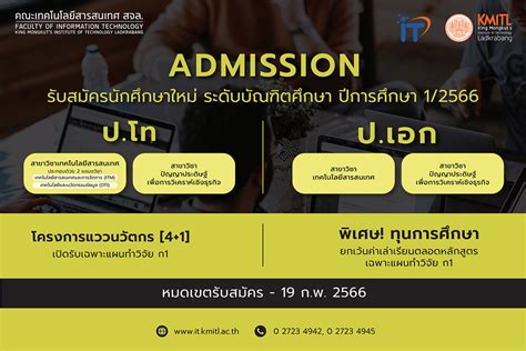 เปิดรับนักศึกษาใหม่ระดับบัณฑิตศึกษา โท เอก 12566 คณะไอทีลาดกระบัง