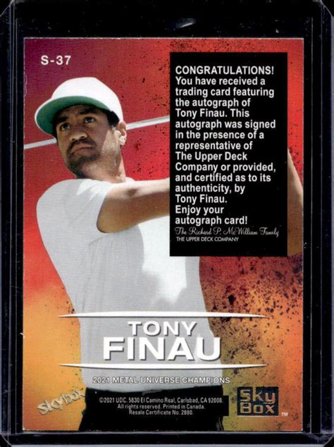 Skybox Metal Universe Champions Tony Finau Autograph Auto S Ebay