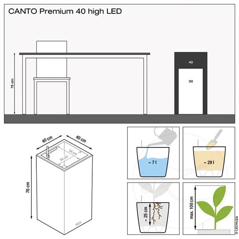 Lechuza Canto Premium Led High Silber Metallic All In One Set