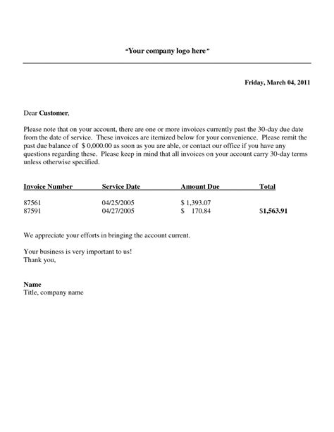 Past Due Invoice Letter Template