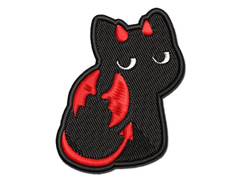 Devil Cat Wings Horns Tail Multi Color Embroidered Iron On Or Hook And Loop Patch Applique Michaels