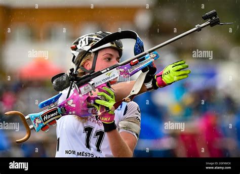 Czech Marketa Davidova In Action During The IBU Summer Biathlon World