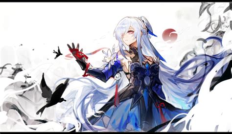 Safebooru 1girl Bare Shoulders Bird Black Bird Black Gloves Chinese Clothes Closed Mouth