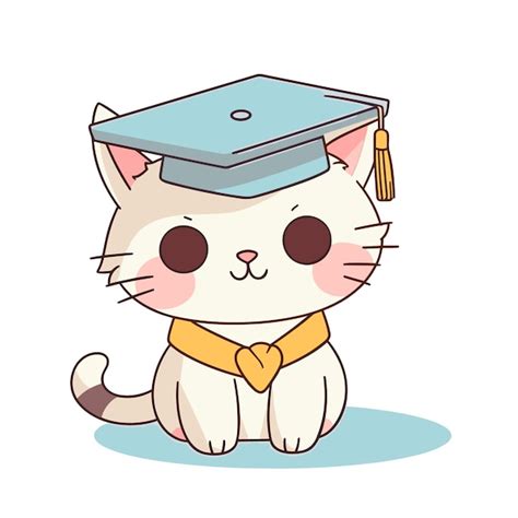 Premium Vector Graduation Cute Cat In Cartoon Style Cats Wearing