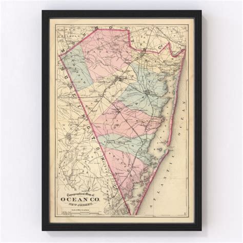 Ocean County Nj Map 1872 Old Map Of Toms River New Jersey Etsy