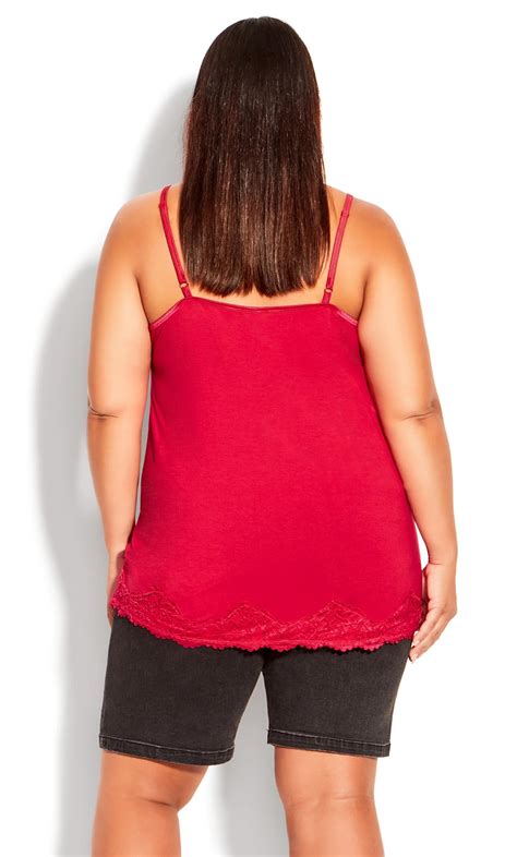 Lace Cami Red Top Evans