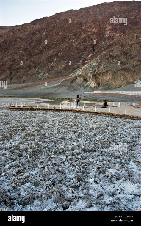 Badwater Basin, the lowest elevation spot in the USA, in Death Valley ...