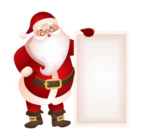 Free Vector Santa Claus Holding Blank Banner Illustration