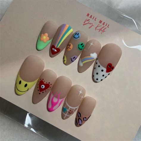 Reusable Hand Painted Press On Nails Pretty Nail Art Designs Nail