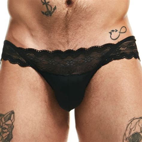 Sexy Boy Jock Strap Lingerie Dentelle Noir INDERWEAR