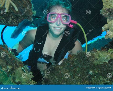 Female Scuba Diver Stock Photo Image Of Goggles Below 6894050