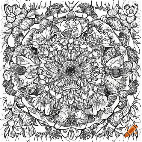 Intricate Flower Coloring Page On Craiyon