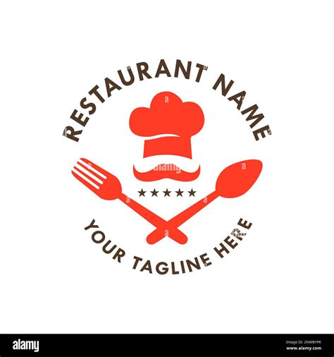 Food Restaurant Moustache Hat Logo Spoon Fork Vector Symbol Stock