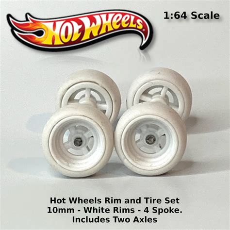 Hot Wheels Mm Mm JDM White Rims Spoke Rubber Tire Set