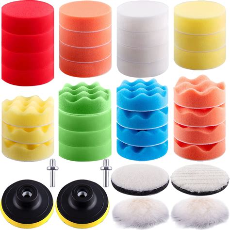 Siquk Pieces Car Polishing Pad Kit Inch Buffing Pads Foam Polish