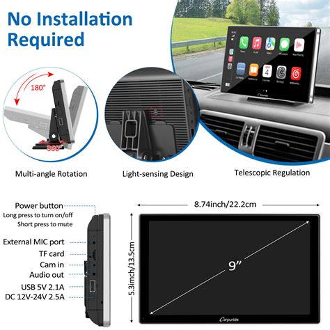 Carpuride NEW 9 Inch Portable Car Stereo Wireless Apple Carplay