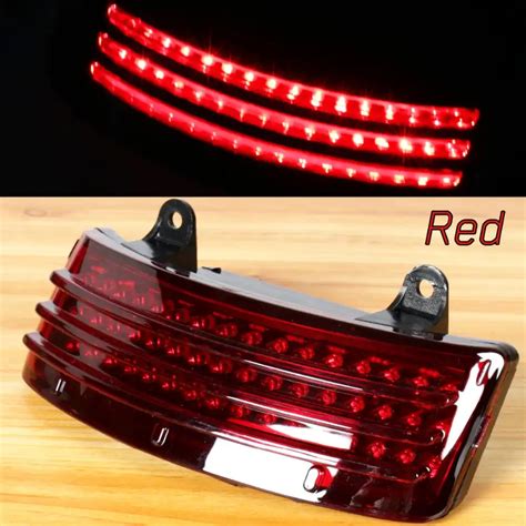 Red Tri Bar Led Rear Tail Fender Tip Light Smoke For Harley Road Glide 2014 2018 Street Glide