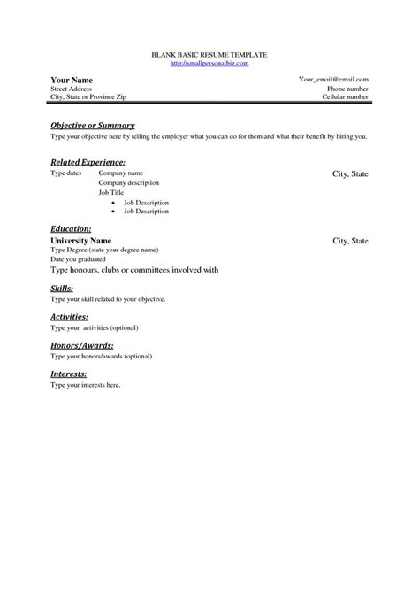 Free Basic Blank Resume Template Free Basic Sample Resume Basic